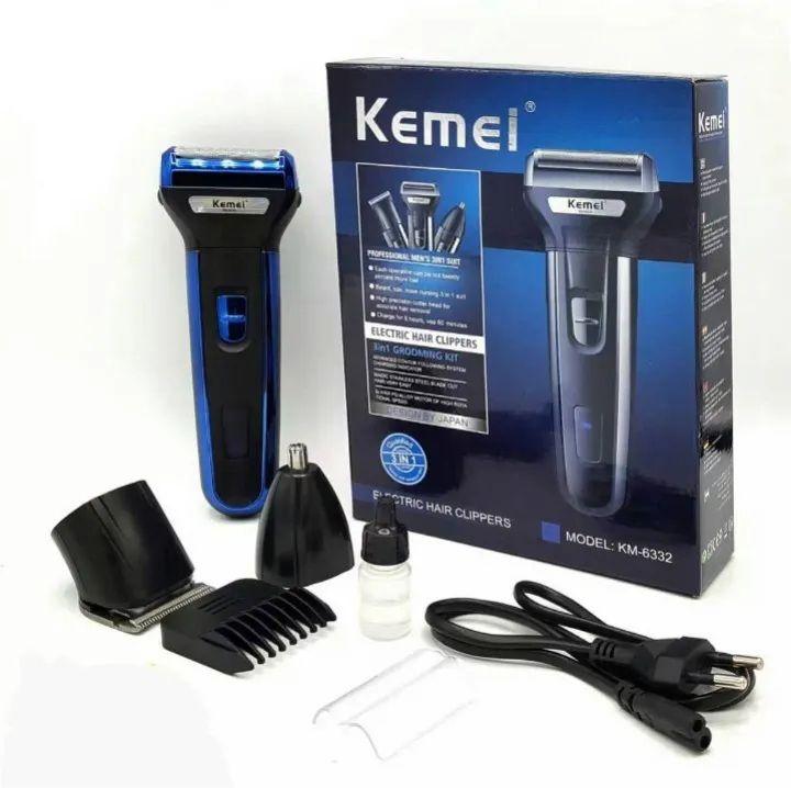 Kemei 3-in-1 Professional Men's Grooming Kit | Rechargeable Hair Clipper, Beard Trimmer & Nose Hair Trimmer