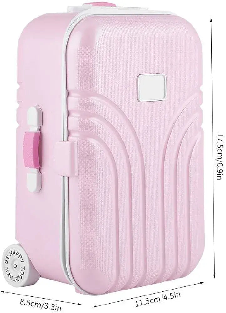 Mini Jewelry Suitcase Music Box with Spinning Ballet Dancer & Cosmetic Storage
