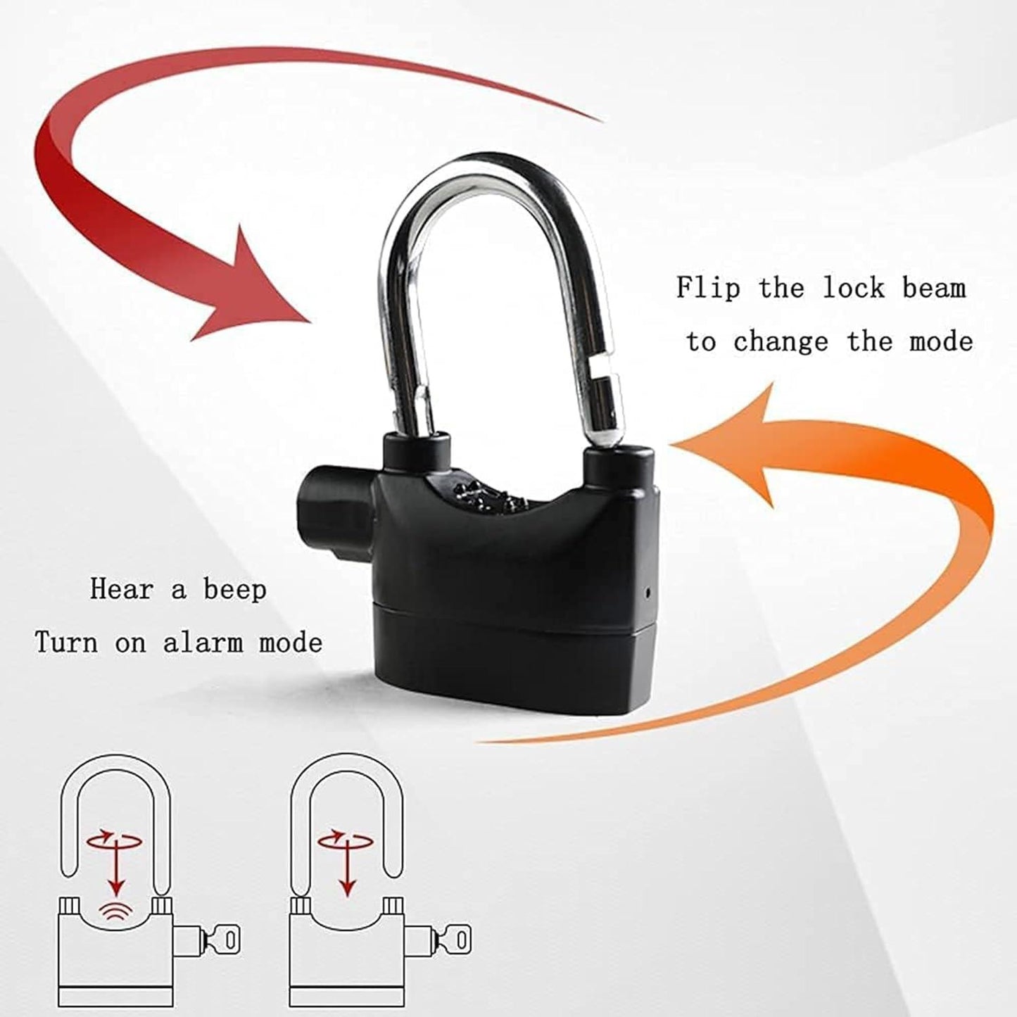 110dB Waterproof Anti-Theft Alarm Padlock with Heavy-Duty Security Lock & 3 Keys