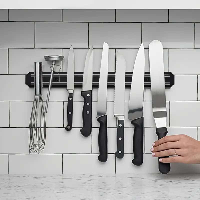 Wall Mounted Magnetic Knife Holder 33cm – Stainless Steel Kitchen Knife Rack Organizer, Strong Magnetic Strip for Knife Storage