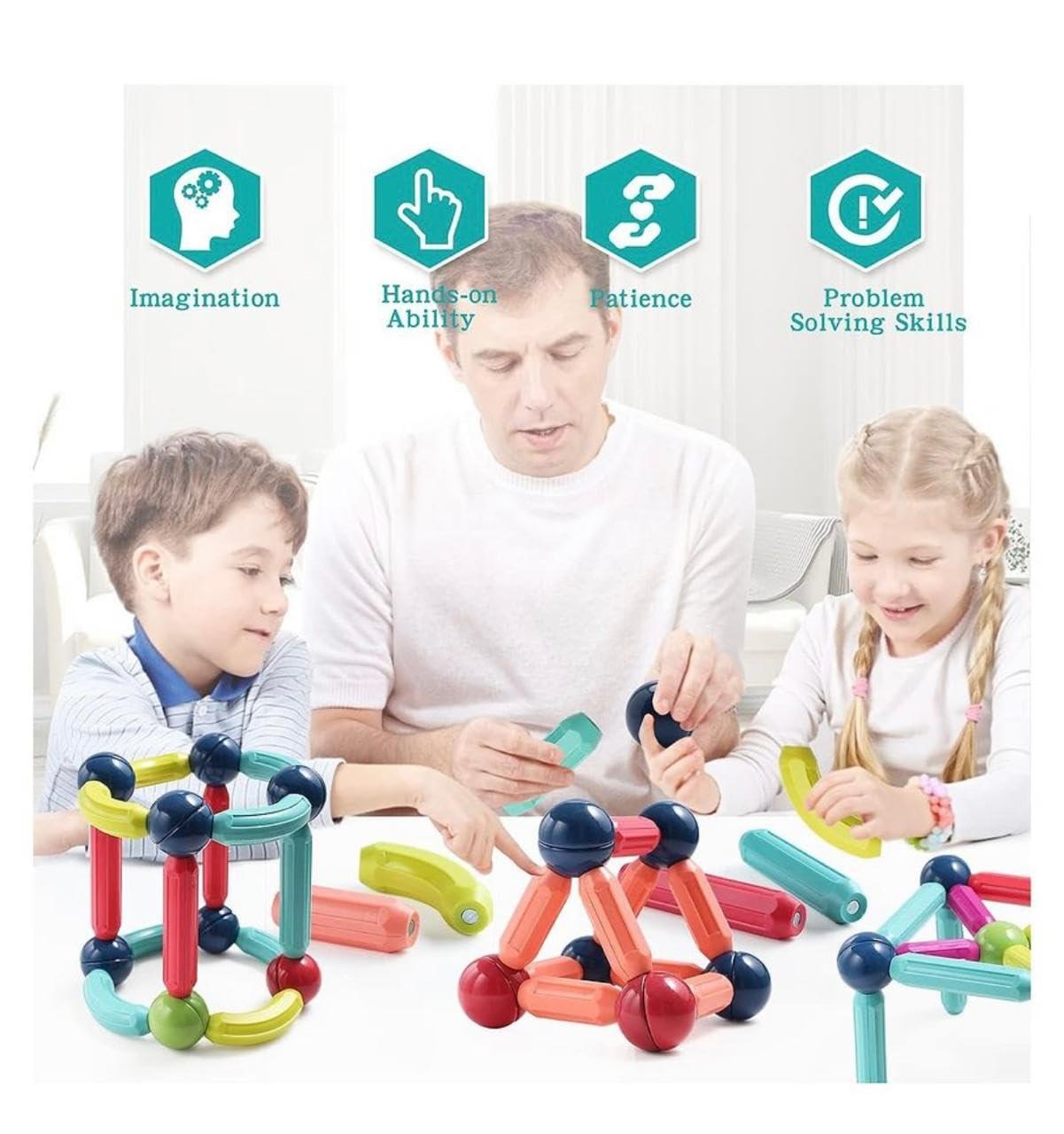 25-Piece Magnetic Building Blocks Set – Educational STEM Construction Toy for Brain Development