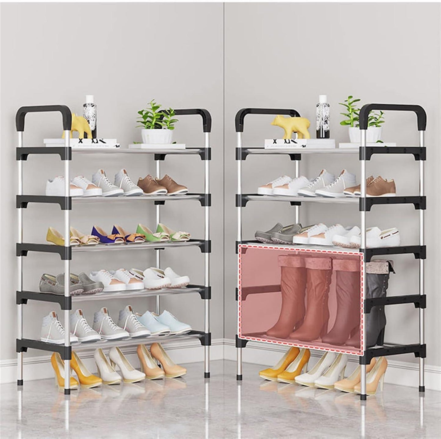 5 Layer Stainless Steel Shoe Rack – Space Saving Home Shoe Organizer
