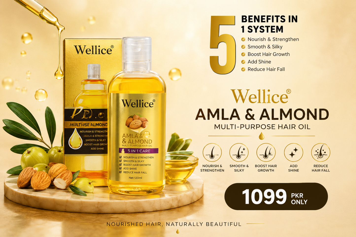 Original Gold Touch Wellice VE Argan Protein Shampoo 500ml – Strong Roots, Damage Repair & Anti-Dandruff Care