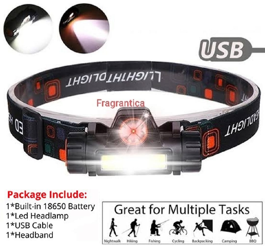 Rechargeable High-Power LED Headlamp – Waterproof USB Headlight with Adjustable Brightness for Camping, Hiking, Fishing & Outdoor Adventures