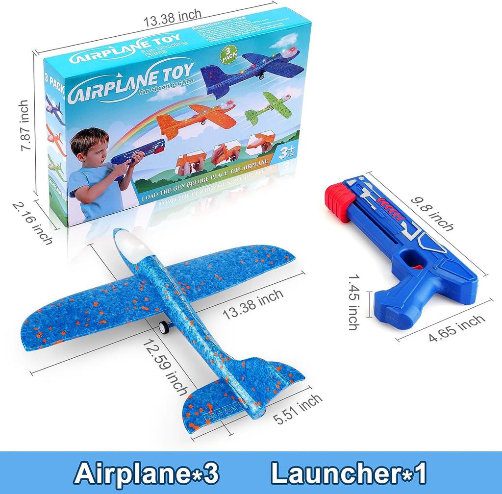 Foam Airplane Launcher Toy – Flying Glider Plane with Catapult Launcher for Kids