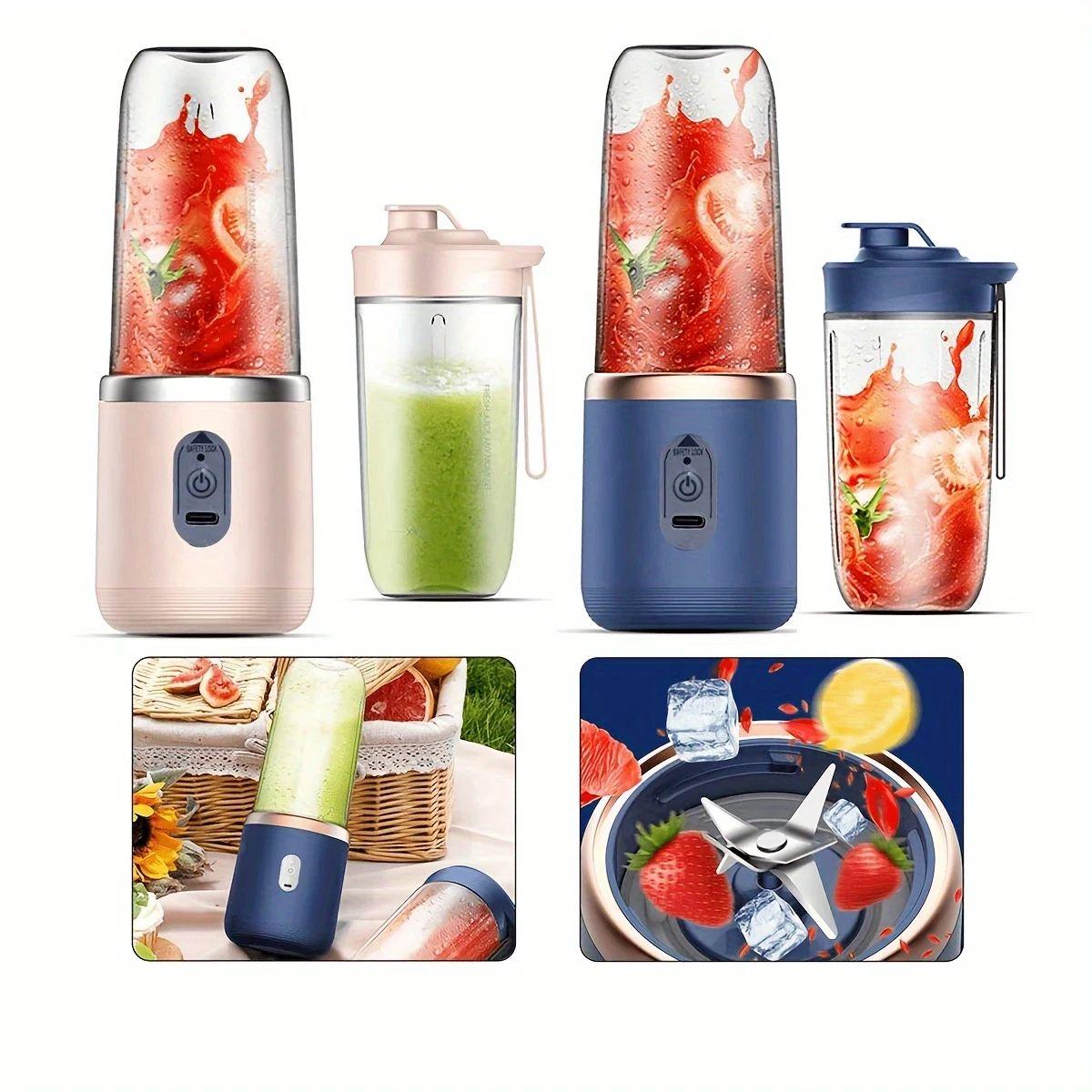 Hex Blade Juicer Rechargeable Mini Automatic Electric Juicer 2 in 1