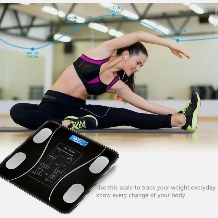 Smart Bluetooth Body Fat & BMI Analyzer Weight Scale with App – Glossy Black