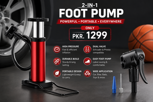 Portable High-Pressure Foot Air Pump – Heavy-Duty Mini Bicycle, Car Tire, Scooter, Ball & Inflatable Pump (Compact Portable Design)