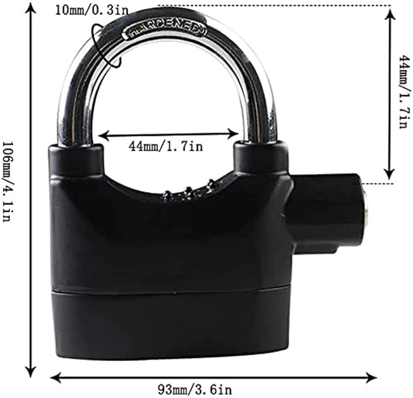 110dB Waterproof Anti-Theft Alarm Padlock with Heavy-Duty Security Lock & 3 Keys