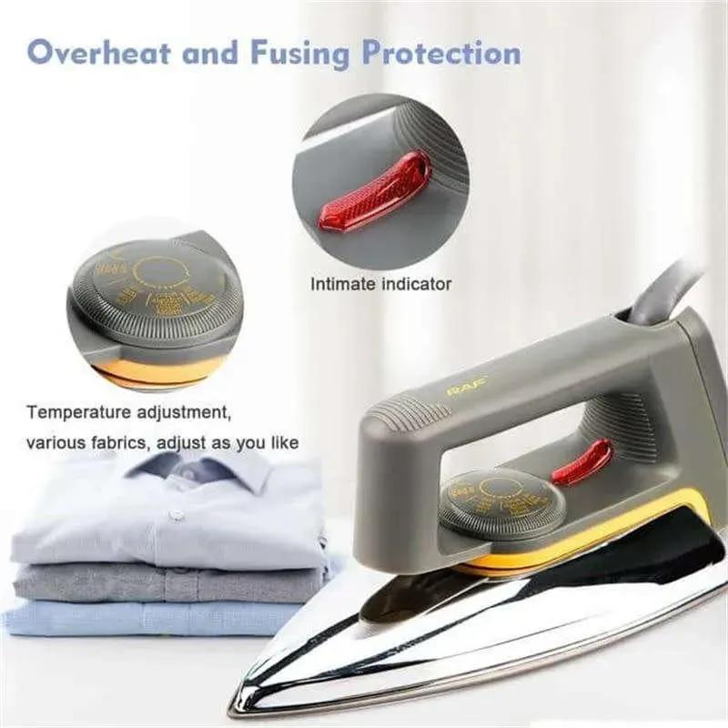 Premium Dry Iron with Stainless Steel Soleplate – Fast Heating Non-Stick Clothes Iron (Black)