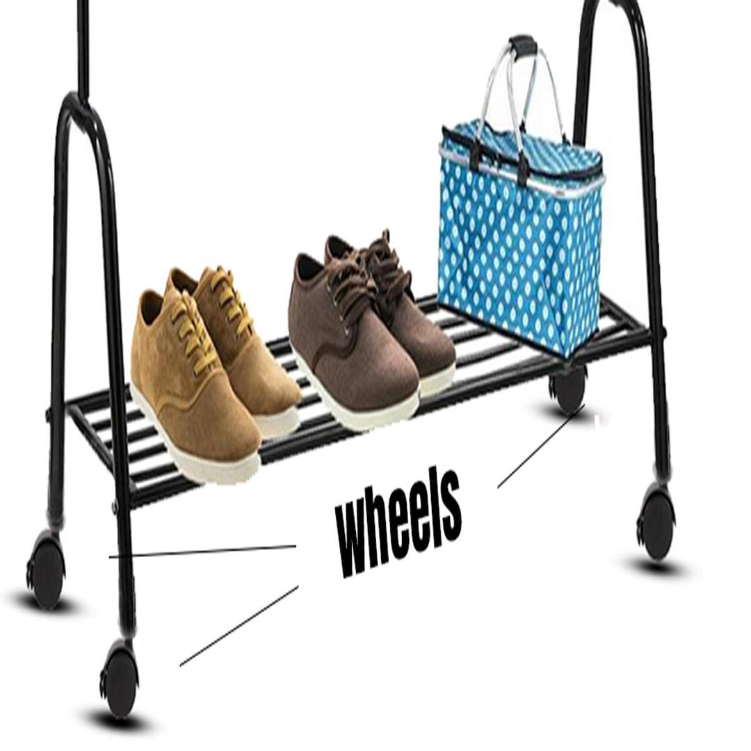 Modern Black Iron Wardrobe Organizer Rack – Space-Saving Clothes Storage & Garment Hanging Stand