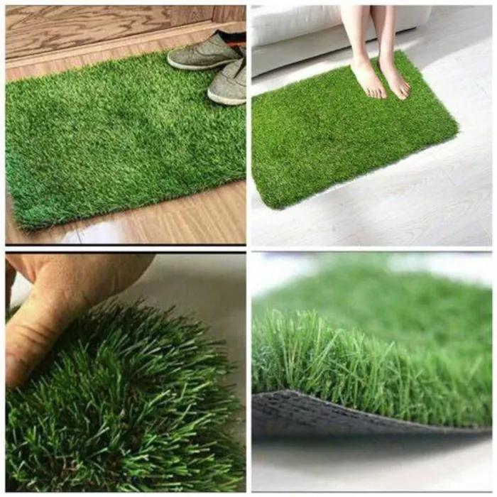 Artificial Green Grass Door Mat – Non-Slip Home Entrance Welcome Rug