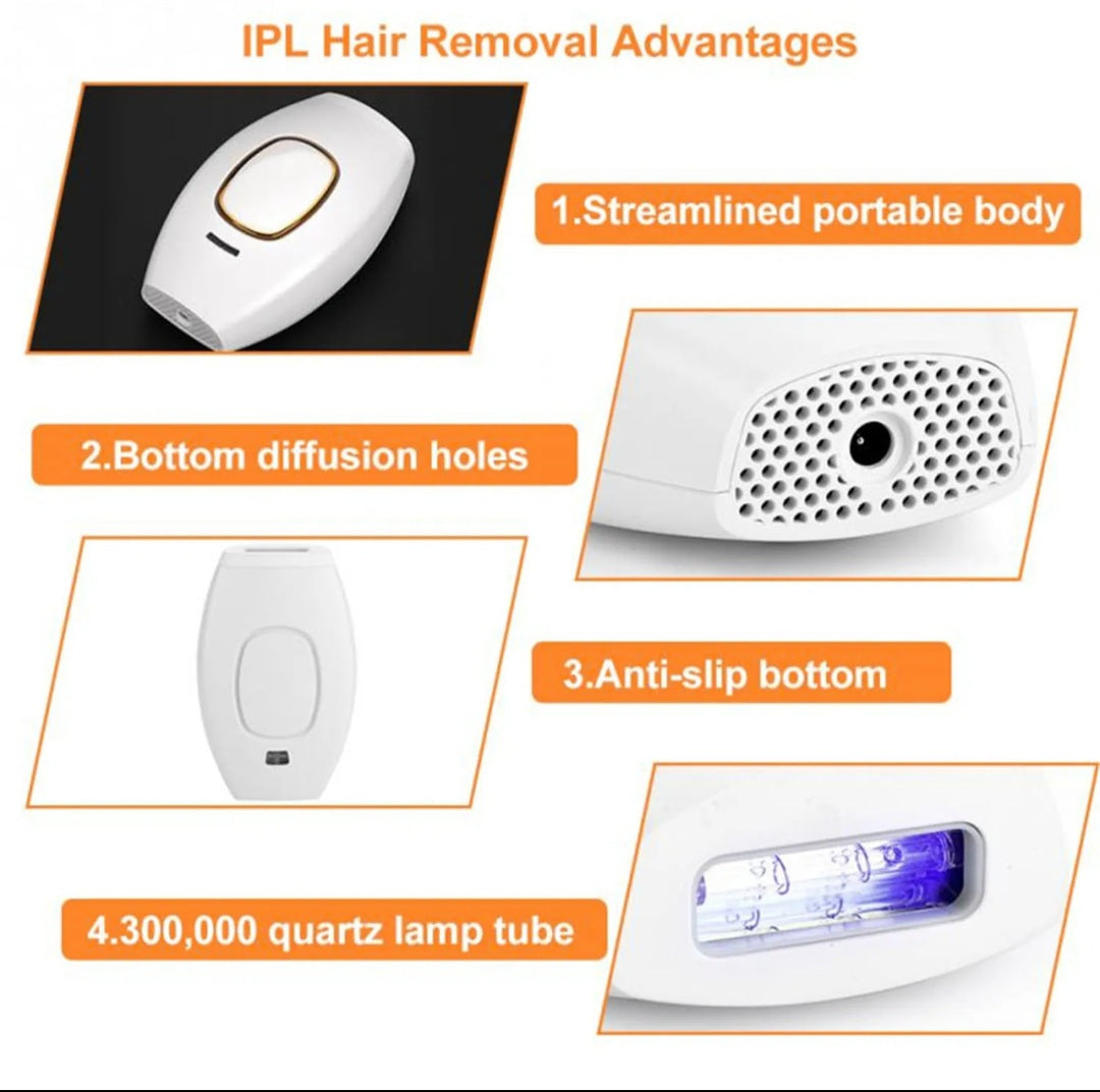 IPL Laser Hair Removal Device for Men & Women with Razor & Safety Glasses