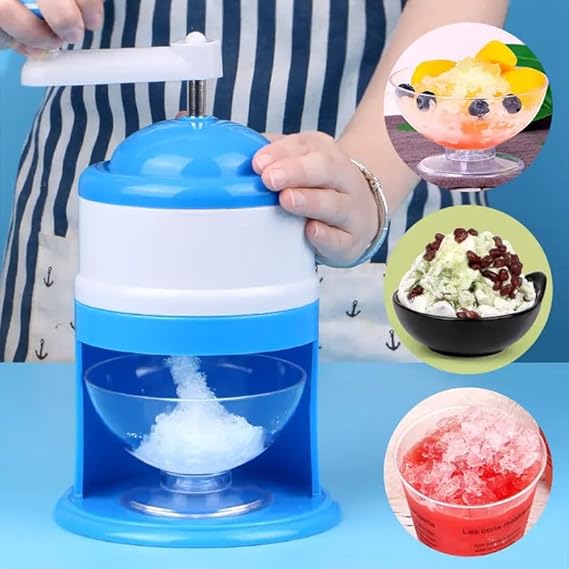 Manual Portable Ice Crusher Machine – Hand Crank Shaved Ice Maker & Gola Maker with Stainless Steel Blades