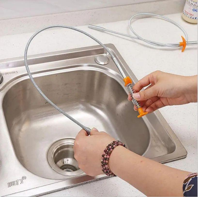 60cm Flexible Stainless Steel Drain Snake Cleaner – Hair & Clog Remover Tool
