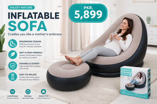 Luxury Inflatable Lounge Chair & Ottoman Set | Modern Air Sofa with Air Compressor for Living Room & Bedroom