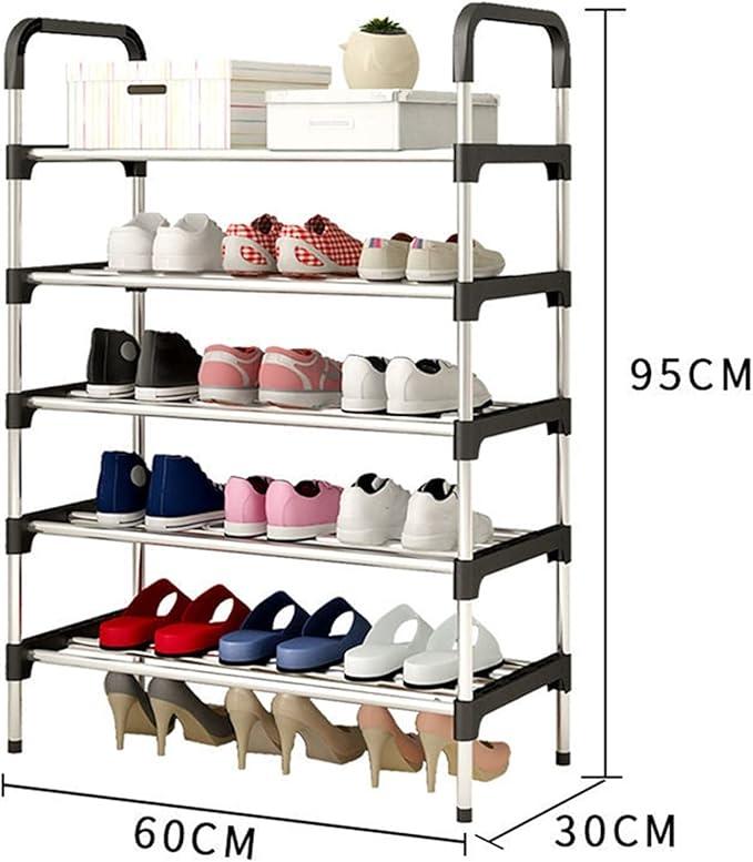 5 Layer Stainless Steel Shoe Rack – Space Saving Home Shoe Organizer