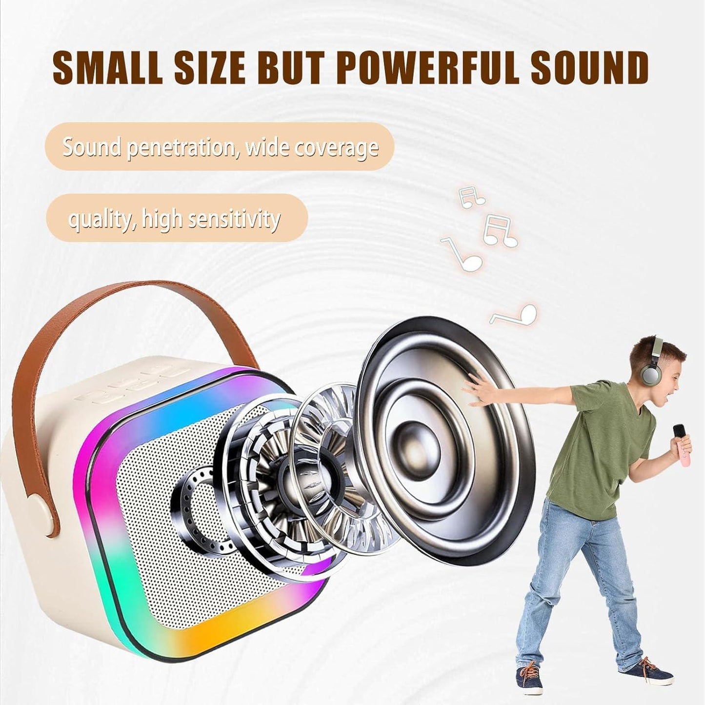 K12 Bluetooth Karaoke Machine with 2 Wireless Microphones & Portable Speaker