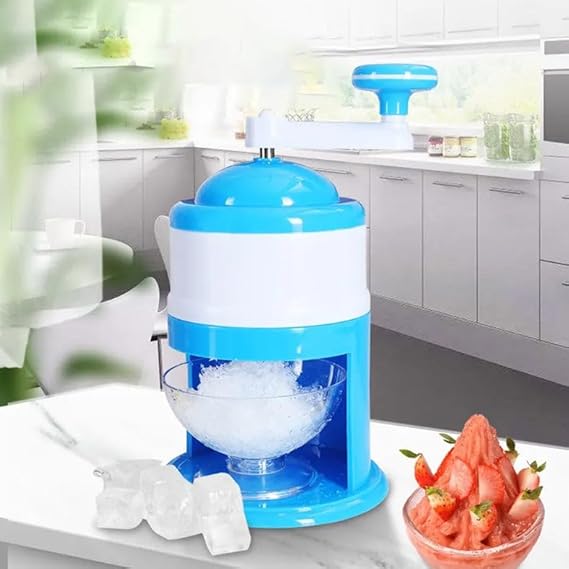 Manual Portable Ice Crusher Machine – Hand Crank Shaved Ice Maker & Gola Maker with Stainless Steel Blades