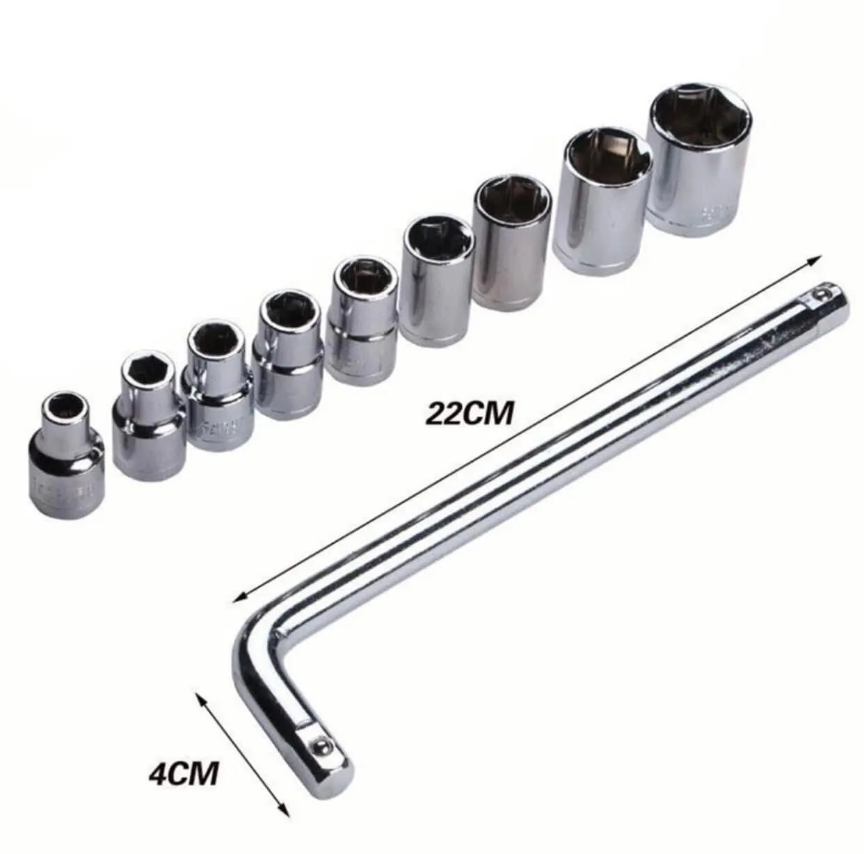 CTW-1810 Professional 10-Piece Socket Wrench Set – Heavy Duty Mechanic Repair Tool Kit for Car, Motorcycle & Machine Maintenance