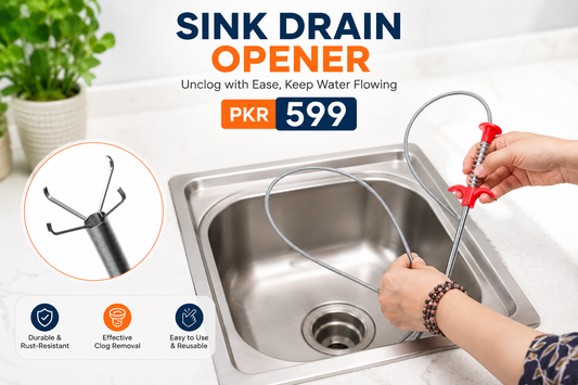 60cm Flexible Stainless Steel Drain Snake Cleaner – Hair & Clog Remover Tool