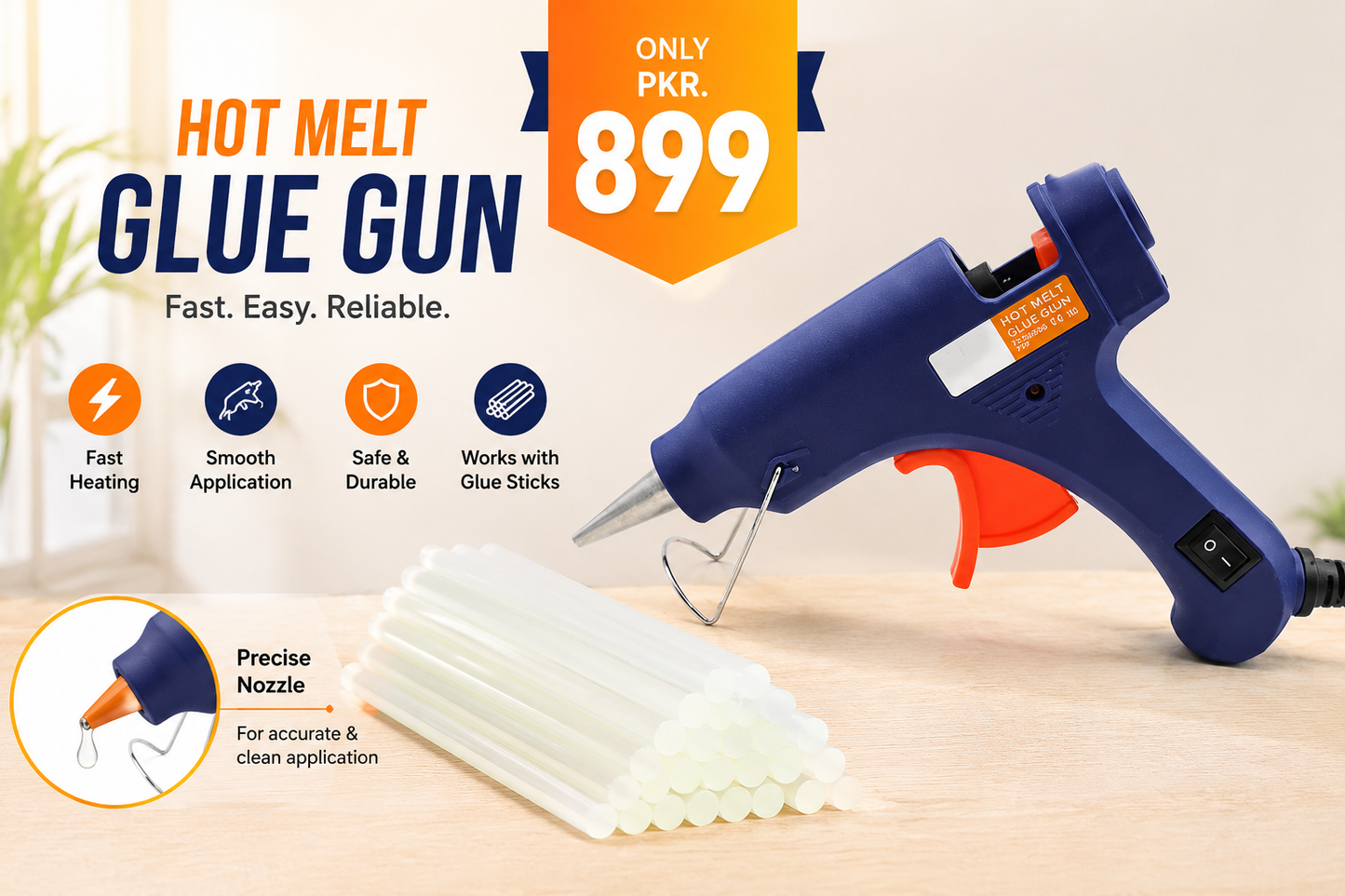 60W Professional Hot Melt Glue Gun – Fast Heating Multipurpose Adhesive Tool for DIY, Crafts & Repairs (GG-5)