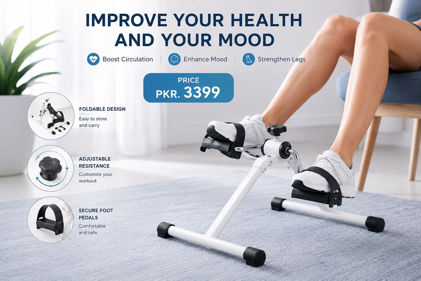 Portable Mini Exercise Bike Pedal Trainer – Home Workout Cycle for Arms & Legs
