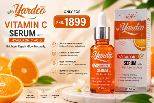 Yardco Vitamin C Face Serum with Hyaluronic Acid – Anti-Aging, Brightening & Hydrating Serum for Glowing Skin | 30ml