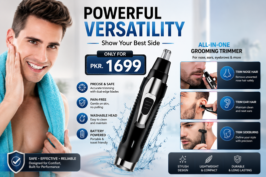 USB Rechargeable Ear & Nose Hair Trimmer for Men & Women – Electric Facial Hair Remover with Dual-Edge Stainless Steel Blades