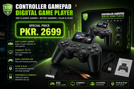 S10 Retro Handheld Game Console – 520 Built-in Classic Games with TV Output & Dual Player Support