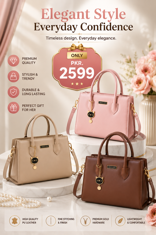Charles & Keith Beige Double Zipper Shoulder Bag for Women