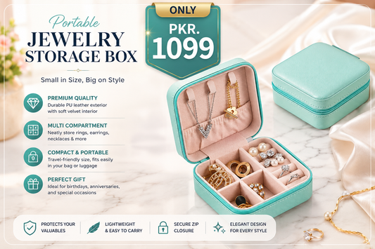 Jewelry Storage Box Organizer – Leather Jewelry Case for Rings, Earrings & Accessories, Cosmetics & Beauty Storage Box (Random Color)