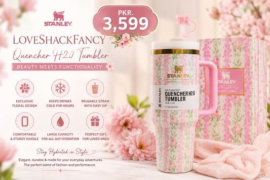 40oz Floral Insulated Tumbler with Handle & Straw – Blue Flower Stainless Steel Travel Mug