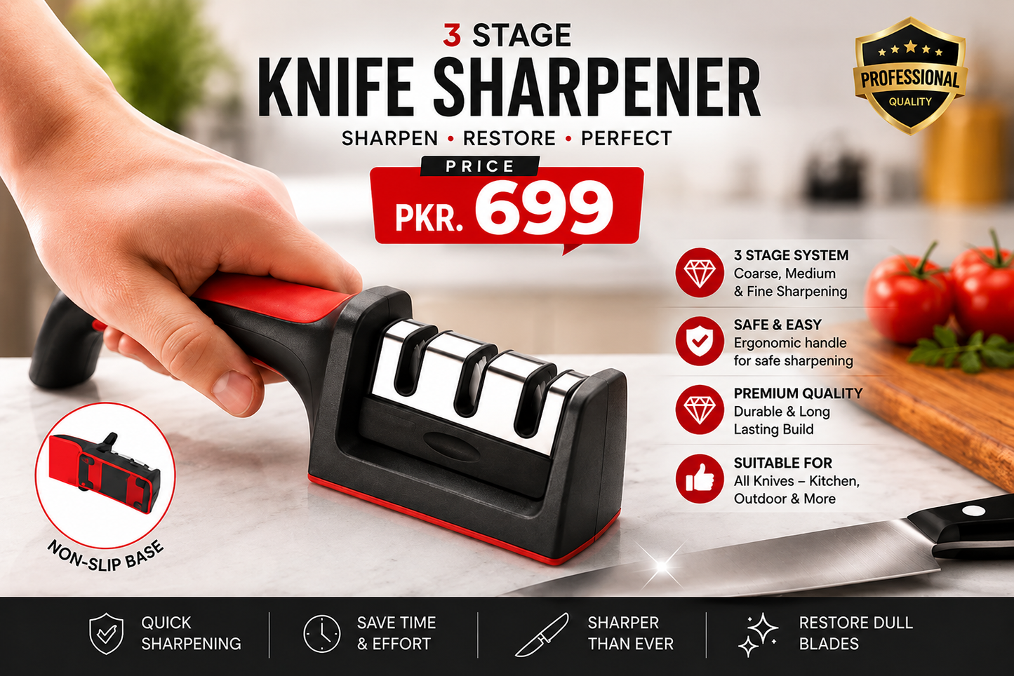 SharpEdge Pro™ – 3-Stage Diamond Knife Sharpener
