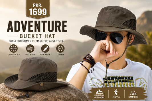 Men's Wide Brim Sun Hat – UV Protection Breathable Mesh Safari Hat with Adjustable Chin Strap