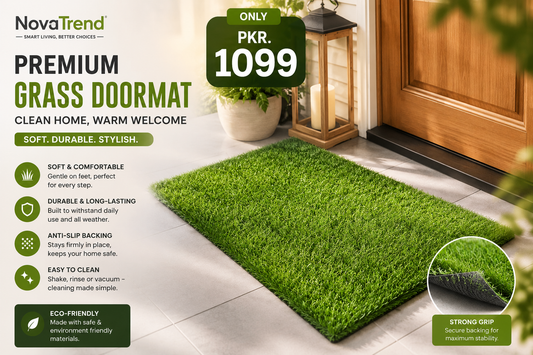 Artificial Green Grass Door Mat – Non-Slip Home Entrance Welcome Rug