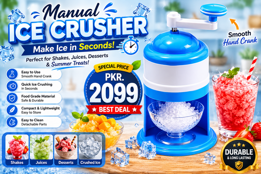 Manual Portable Ice Crusher Machine – Hand Crank Shaved Ice Maker & Gola Maker with Stainless Steel Blades