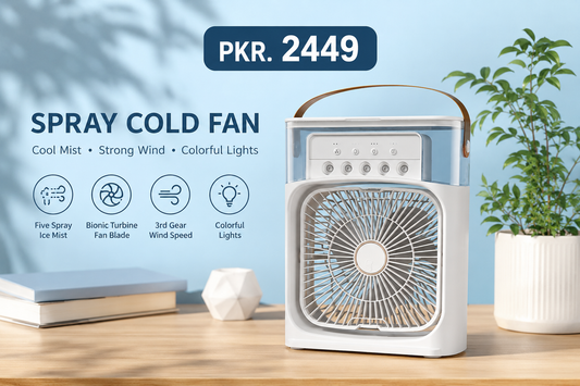 3-in-1 Portable Mist Fan Air Cooler – USB Personal Cooling Fan with Humidifier, Fine Water Spray & LED Night Light for Home, Office & Travel