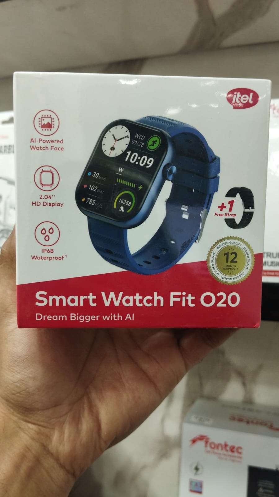 itel Smart Watch Fit O20 Bluetooth Calling Smartwatch – 2.04" HD Display, AI Watch Faces, IP68 Waterproof Fitness Tracker for Men & Women