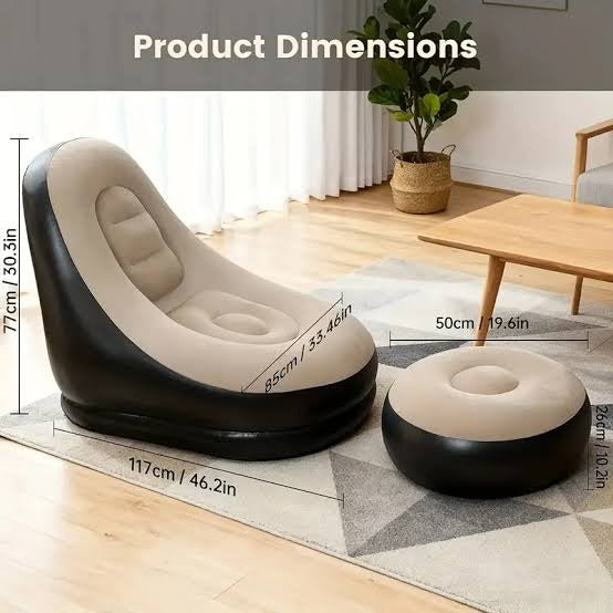 Luxury Inflatable Lounge Chair & Ottoman Set | Modern Air Sofa with Air Compressor for Living Room & Bedroom