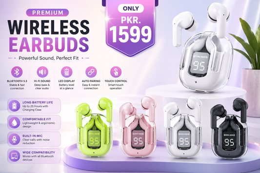 Air31 Transparent Bluetooth Earbuds with Silicon Case – Type-C Charging