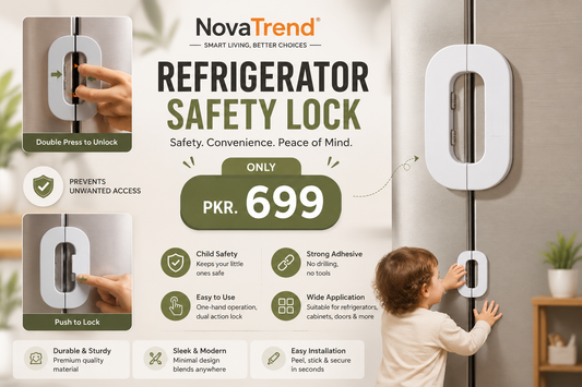Child Safety Fridge Door Lock – Double Button Refrigerator & Freezer Security Lock