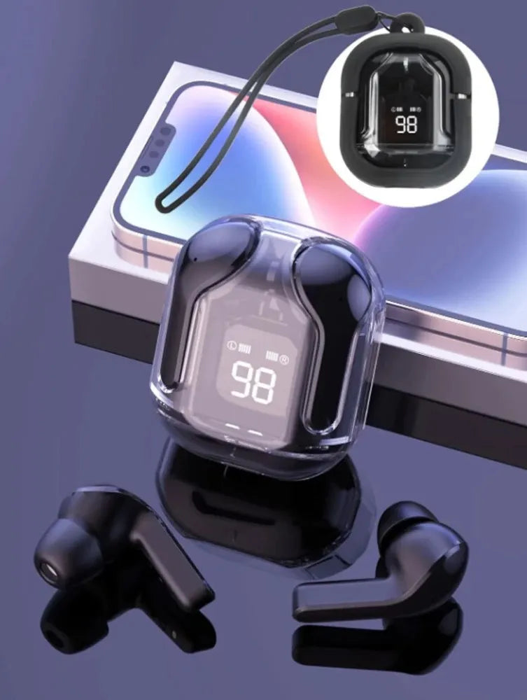Air31 Transparent Bluetooth Earbuds with Silicon Case – Type-C Charging