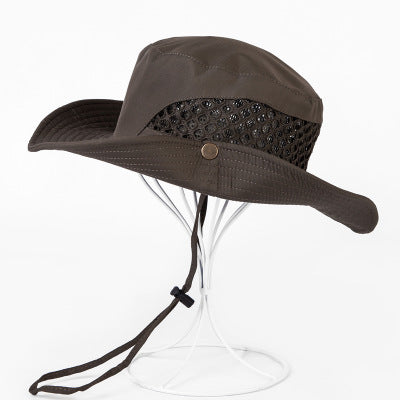 Men's Wide Brim Sun Hat – UV Protection Breathable Mesh Safari Hat with Adjustable Chin Strap